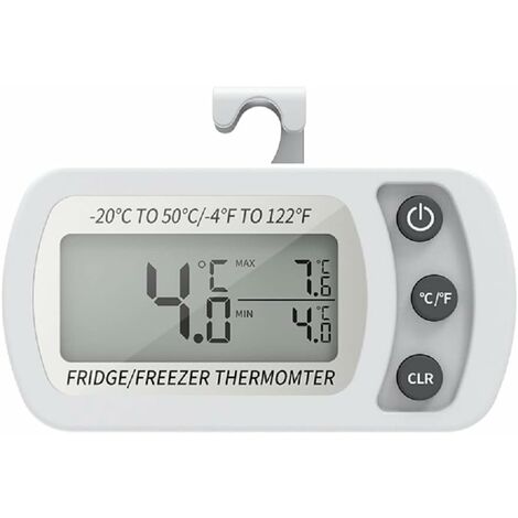 Digitales Thermometer für Kühlschrank, Wasserdichtungsthermometer für Gefrierschrank mit Haken, ACL -Display einfach zu lesen, max/min Aufnahmefunktion, ideal für Haus, Restaurants und Cafés