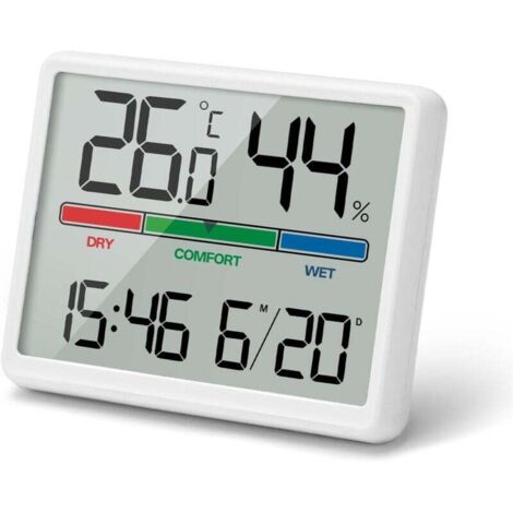 Digitales Thermometer-Hygrometer für den Innenbereich, großes LCD-Display, tragbar, speichert Minimal- und Maximalwerte, geeignet für Zuhause, Terrarium, Kinderzimmer, Inkubator, Weinkeller