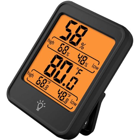 Digitales Thermometer-Hygrometer für den Innenbereich  Hochpräzises elektronisches Thermometer-Hygrometer mit übersichtlichem, schwarzem Display für Zuhause und Büro
