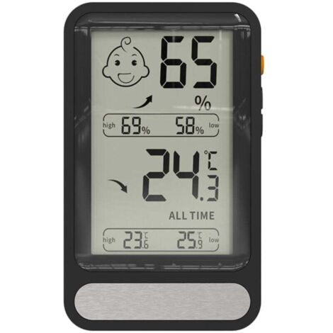 Digitales Thermometer-Hygrometer für den Innenbereich mit großem, beleuchtetem LCD-Display und MIN/MAX-Anzeige. Für Wohnzimmer, Gewächshaus und andere Räume.