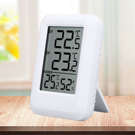Digitales Thermometer-Hygrometer für Innen- und Außenbereich mit Sendern, 100 m Reichweite, ABS, 6,5 cm Display, 2 Sender
