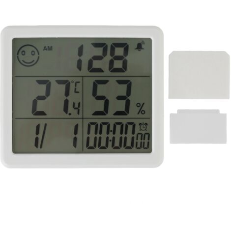Digitales Thermometer-Hygrometer mit Alarm, empfindlicher Messung und 5-Zoll-LCD-Display – hohe Präzision, Weiß