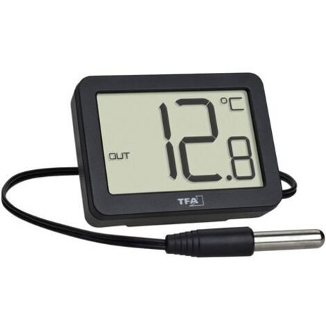 Digitales Thermometer, schwarz mit Kabelfühler