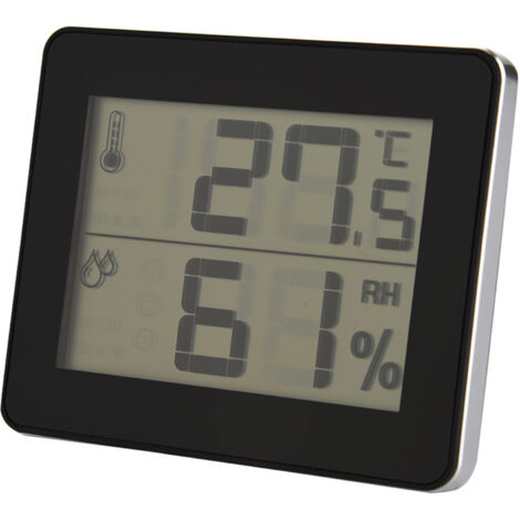 Digitales Thermometer und Hygrometer für den Innenbereich – Sensor für Raumtemperatur und Luftfeuchtigkeit (Schwarz)