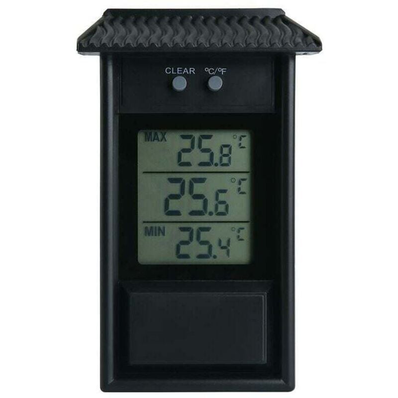 Image of Digitales Thermometer, wetterfest, für den Innen- und Außenbereich geeignet, Schwarz
