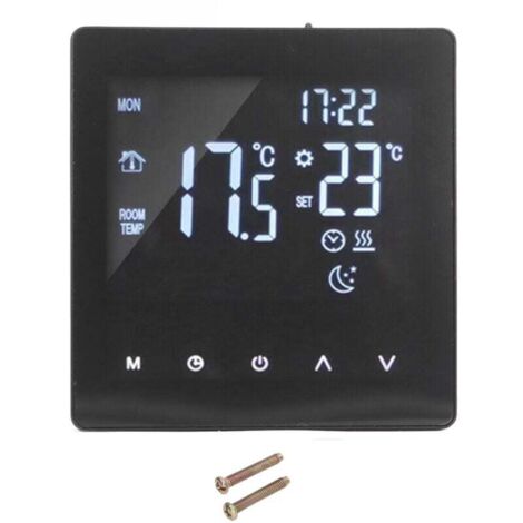 Digitales Thermostat, LCD-Display, programmierbar, intelligent, Touchscreen, für Fußbodenheizung, schwarz, AC 90–240 V, K2MRH3A