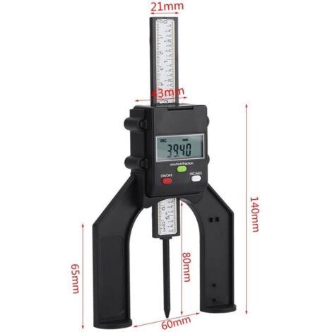 Digitales Tiefenmessgerät 0–80 mm mit magnetischen Standfüßen, digitales Höhen-/Tiefenmessgerät INC/ABS, Tiefenmessgerät, Auflösung 0,05 mm