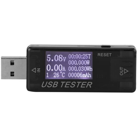 Digitales USB-Multimeter – Misst Spannung und Strom (0–5 A, max. 150 W, 4–30 V) – 8-in-1-Detektor, Schwarz