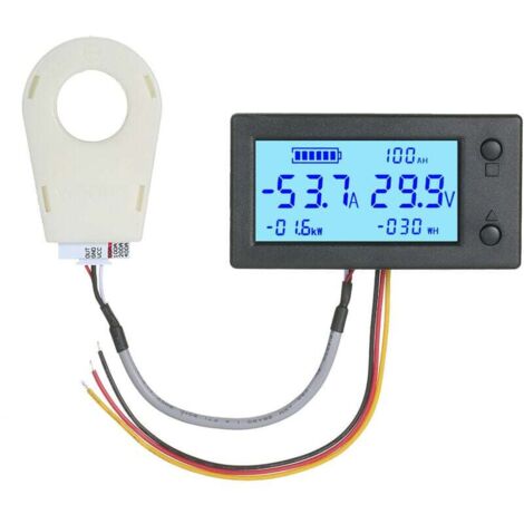 Digitales Voltmeter DC 5 V  90 V, Amperemeter, Batteriekapazität, elektrischer Energiemonitor, 5-in-1-Spannung, Amperemeter, Wattstundenzähler, LCD-Coulometer mit Hall-Sensor für Solarpanel-System, Wo