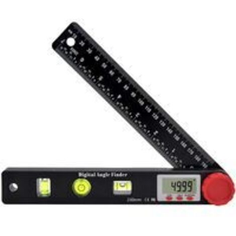 Digitales Winkellineal, Winkelmesser, Lineal, Wasserwaage, digitales Goniometer, 230 mm, 360°-Winkelmessgeräte mit horizontaler, vertikaler Kreislibelle, LCD-Display, Lineal mit zwei Skalen