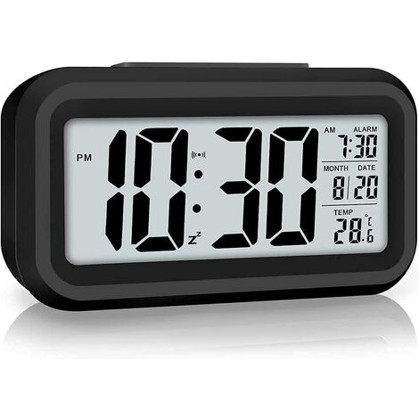 Digitalwecker, LED-Digitaluhr mit Temperaturanzeige, tragbarer Spiegelwecker, batteriebetrieben, Lichtsteuerung