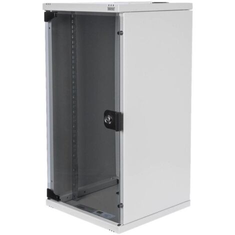 DIGITUS 10 Pouces Set - Armoire réseau 12U Gris - Tablette - Prises Multiples - Panneau de Brassage 8 Ports -