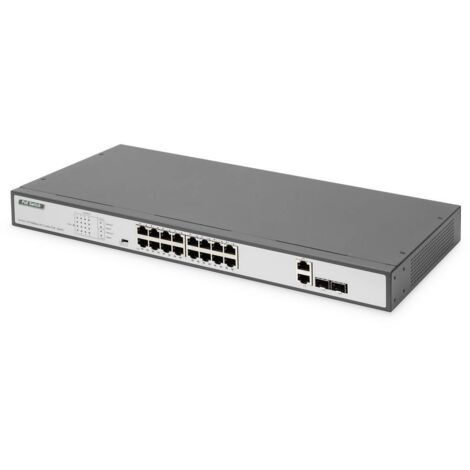 Digitus 16 Port Fast Ethernet Poe Switch, 19 Inch, Unmanaged, 2 Uplinks