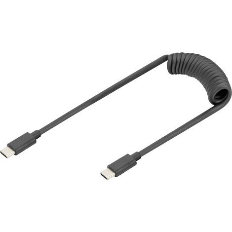 Digitus AK-300431-006-S USB-C® Adaptateur [1x USB-C® - 1x USB-C®] noir câble spiralé 1 m C615292