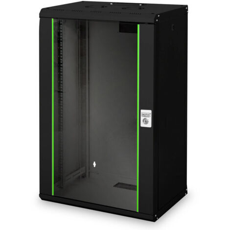 DIGITUS Armario de Red, Rack de 19 Pulgadas, 20U, Montaje en la Pared, Profundidad 450 mm, Capacidad de Carga 100 kg, Serie Unique, Negro