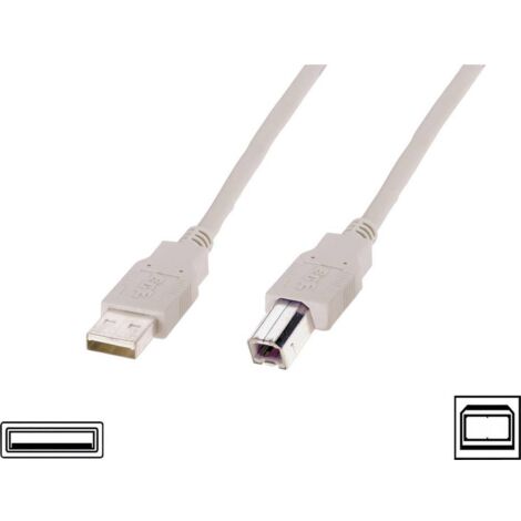 DIGITUS ASSMANN Electronic AK-300102-018-E - Cavo USB (1,8 m, USBUSB A, USB B, 2,0, connettore maschio/maschio, Beige)