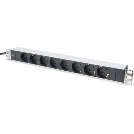 Digitus Barre Multipresa in Alluminio con 8 Prese, Support in Metallo, 16 A, Protezione Integrata e Design Robustto