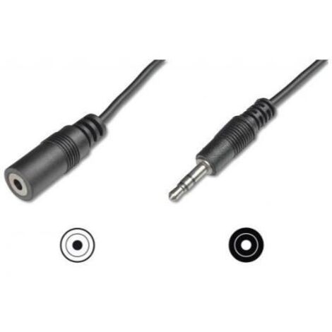 DIGITUS cable de extensión de audio - jack de 3,5 mm a toma de 3,5 mm - Cable auxiliar - cable estéreo - 2,5 m - negro - para sistemas estéreo, cine en casa, barra de sonido, ordenador