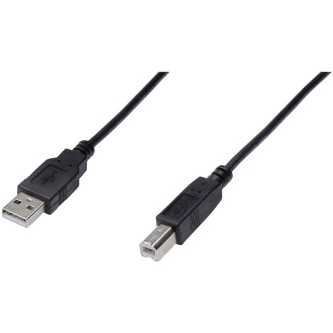 Digitus Câble USB USB 2.0 USB-A mâle, USB-B mâle 1.00 m noir rond, blindage double AK-300105-010-S S381231