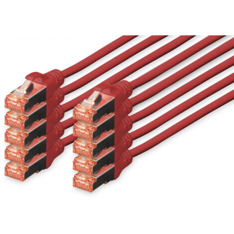 DIGITUS CAT 6 S/FTP Patchkabel, 10 Stück, 2m, rot (DK-1644-020-R-10)