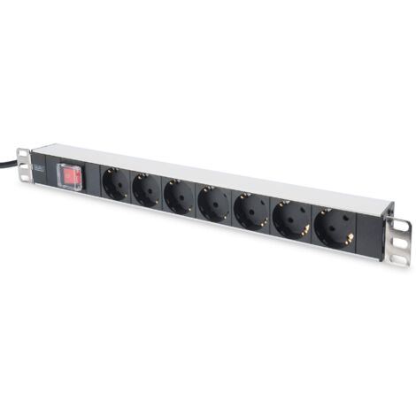 DIGITUS Ciabatta elettrica 19" - 7 prese - 1U - 250VAC - 50/60Hz - 16A - 4000W - Con interruttore