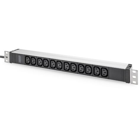DIGITUS Ciabatta elettrica da 19" - 12 prese C13-1U - 250VAC - 50/60Hz - 10A - Con interruttore di protezione di linea