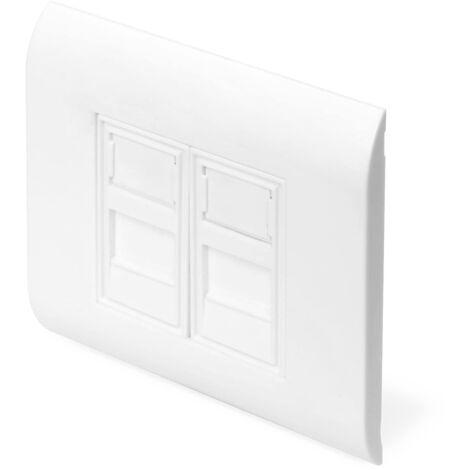 DIGITUS Cornice + 2x mascherina – 2 porte – Uscita diritta – Layout francese – Per moduli Keystone – Bianco