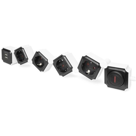 DIGITUS DA-70620 MULTIPRISE 1,6 M 4 SORTIE(S) CA INTÉRIEURE NOIR, BLANC
