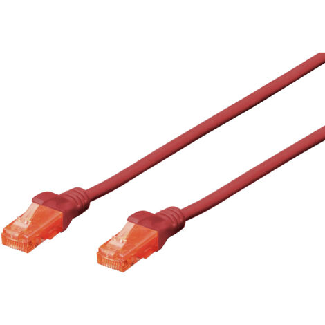 Digitus DK-1617-0025/R RJ45 Netzwerkkabel, Patchkabel CAT 6 U/UTP 0.25 m Rot Halogenfrei, verdrillte