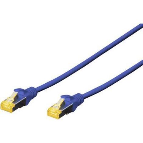 Digitus DK-1644-A-020/B RJ45 Câble réseau, câble patch CAT 6a S/FTP 2.00 m bleu sans halogène, torsadé par paire, avec cliquet d'encastrement, ig S134991