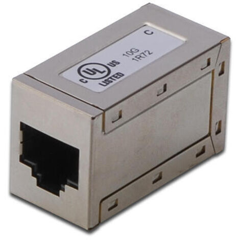 DIGITUS DN-93905 Acoplador RJ45 Cat 6A, 1 Pieza, Extensión de Cable Lan, Conector de Cable de red Cat6A, Compatible con PoE, Acoplador Modular, Para Switch, DSL, Módem, Router, PC, Plata