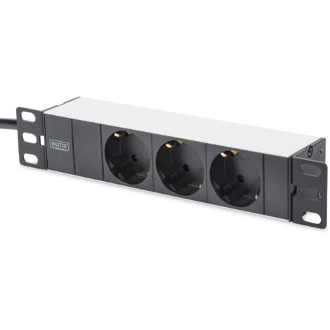 DIGITUS DN-95411 - Ciabatta a 3 prese - 1U - 10 pollici (254 mm) - montaggio a rack in armadio di rete - argento/nero