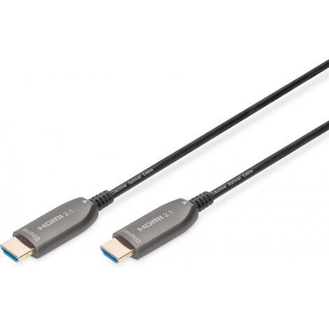 DIGITUS HDMI AOC Câble hybride en fibre optique - HDMI 2.1-8k/60Hz - UHD-II - Canal Ethernet - HDR eARC HDCP 2.2 - contacts dorés - 10m - noir (AK-330126-100-S)