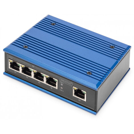DIGITUS Industrieller 5-Port Gigabit Switch DIN rail erweiterter temperature Bereich (DN-651118)
