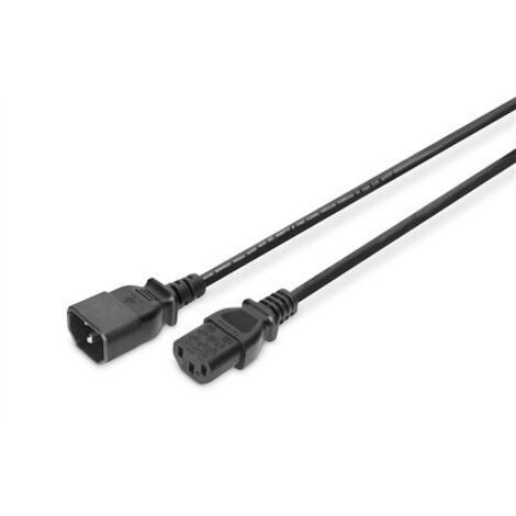 Digitus Kaltgeräte, Strom Kabel [1x Kaltgeräte-Stecker C14 - 1x Kaltgeräte-Buchse C13] 1.80 m Schwar