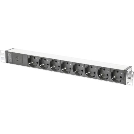 Digitus multipresa in alluminio 8 prese schuko tedesche con interruttore cavo mt 2 con spina iec c14