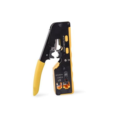 DIGITUS OUTIL DE SERTISSAGE MULTIMODULAIRE - PINCE À SERTIR, COUPE-CÂBLE, DÉNUDEUR - AVEC PASSTHROUGH - CONVIENT POUR CAT 5E, CA