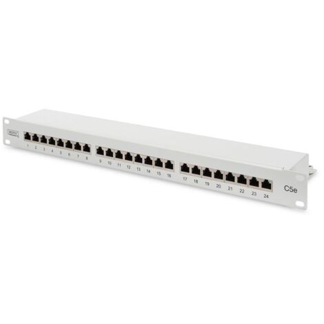 Digitus Panneau de brassage DN-91524S Blanc Catégorie : CAT 5e Ports : 24 x RJ45 Résistance à la traction : 7,7 kg Force d’insertion : 30 N max. 48,2 x 4,4 x 10,9 cm
