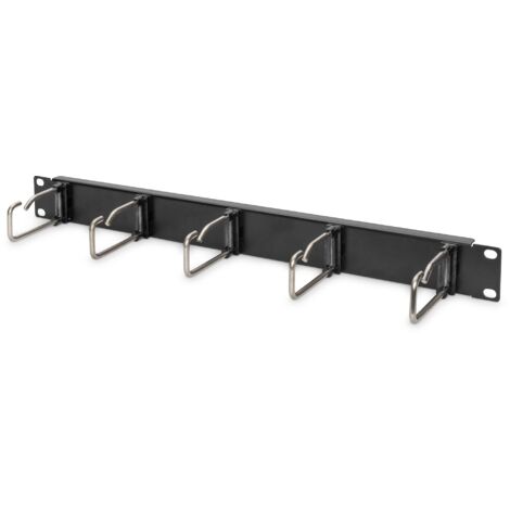 DIGITUS Pannello passacavi - 1U - 5 staffe di guida 40 x 75 mm - 19 pollici - Per armadi di rete e cavi di rete - nero