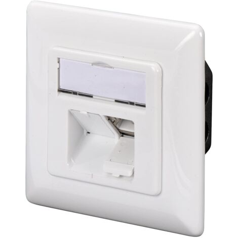 DIGITUS Presa Cat-6A - 2 porte RJ45 - Presa di rete da incasso - Alimentazione orizzontale - Designabile - Bianco puro