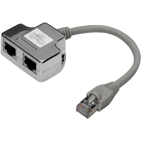 Digitus RJ45 réseau informatique Adaptateur CAT 5, CAT 5e [2x RJ45 mâle - 1x RJ45 mâle] gris