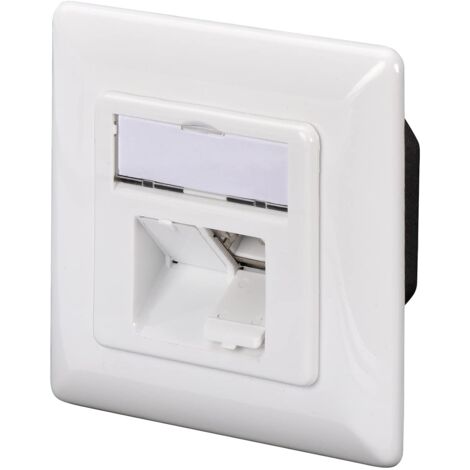 DIGITUS Scatola di giunzione Cat-6A - 2 porte RJ45 - presa di rete montata su superficie - alimentazione verticale - pronta per il design - bianco puro
