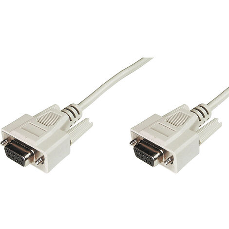 Digitus Seriell Anschlusskabel [1x D-SUB-Buchse 9pol. - 1x D-SUB-Buchse 9pol.] 2.00 m Beige