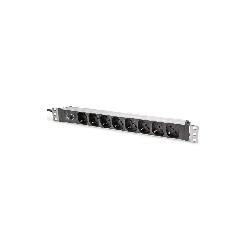 Socket strip with aluminum profile and back-up fuse, 8-WAY italian output, 2 m cable iec C14 plug (DN-95410-IT) - Digitus