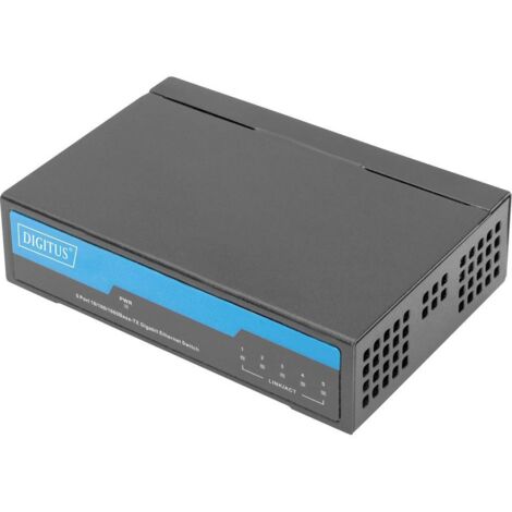 DIGITUS Switch 5-Port Gigabit Unmanaged Metallgehäuse schw