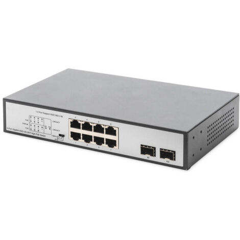 DIGITUS Switch 8-Port Gigabit 180W PoE Unmanaged schwarz