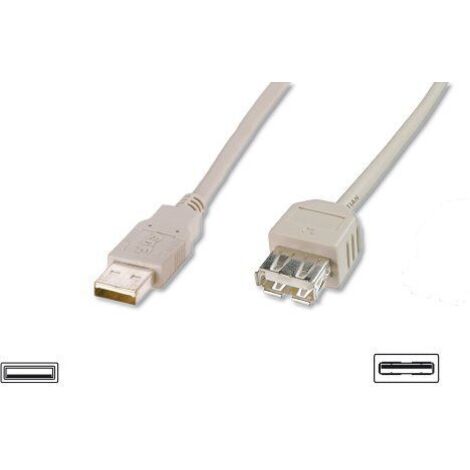 Digitus USB-Kabel  USB 2.0 USB-A Stecker, USB-A Buchse 1.80 m Beige  AK-300202-018-E
