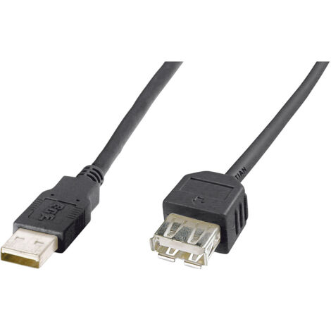 Digitus USB-Kabel  USB 2.0 USB-A Stecker, USB-A Buchse 3.00 m Schwarz  AK-300200-030-S