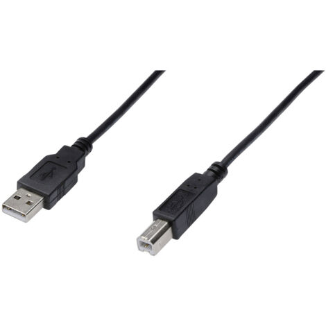 Digitus USB-Kabel  USB 2.0 USB-A Stecker, USB-B Stecker 1.00 m Schwarz Rund, doppelt geschirmt AK-30