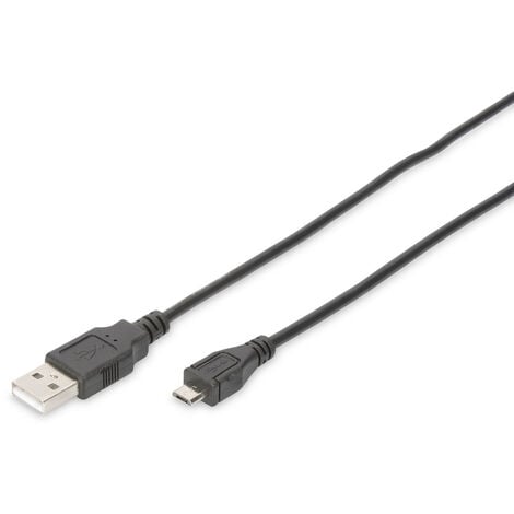 Digitus USB-Kabel USB 2.0 USB-A Stecker, USB-Micro-B Stecker 1.00 m Schwarz Rund, doppelt geschirmt